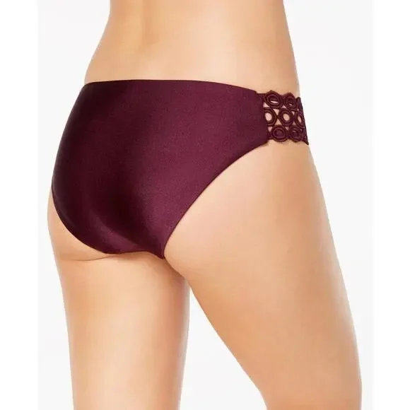 Becca By Rebecc Womens Siren Shimmer Eyelet-Trim Swim Bottoms Size L - Picture 2 of 2